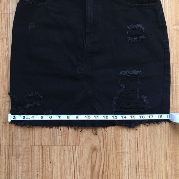 High Waisted Distressed Denim Skirt - Picture 7 of 8